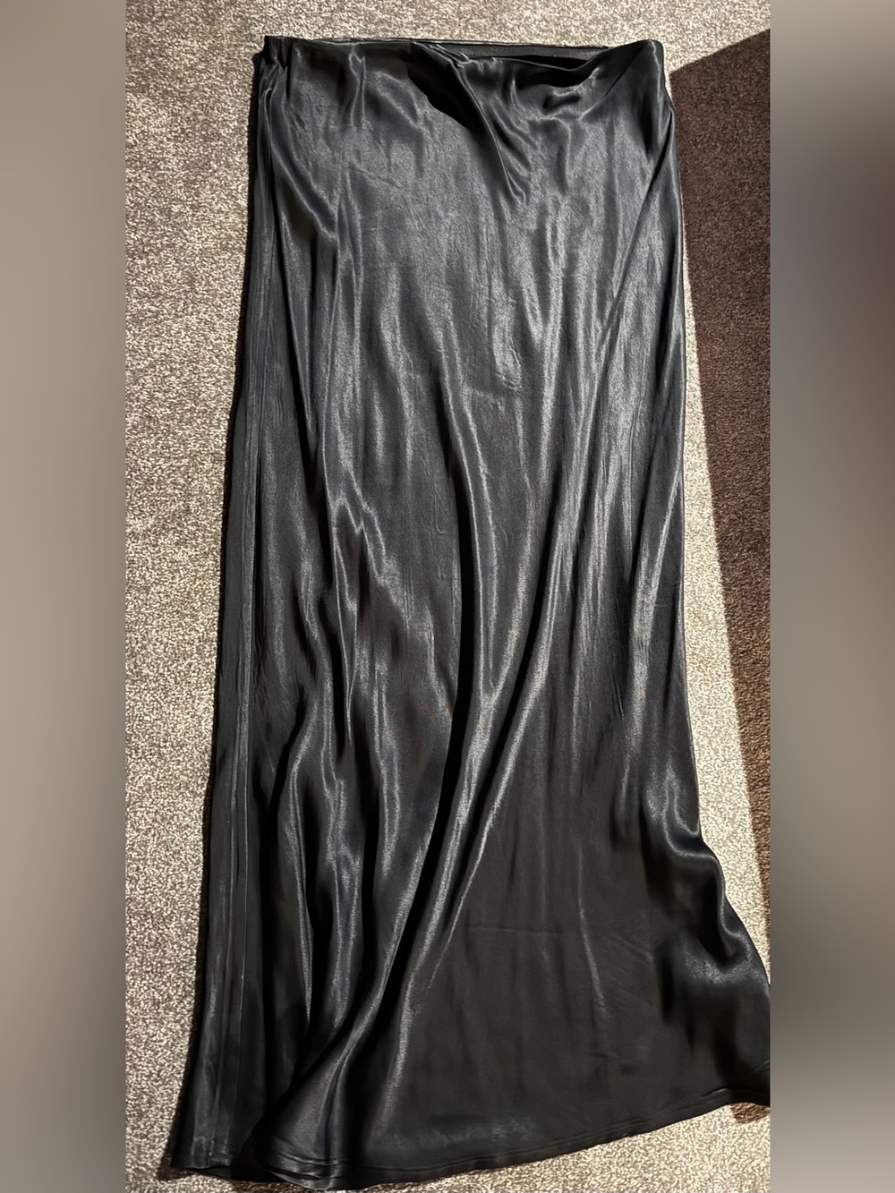Anthropologie Black Satin Maxi Skirt